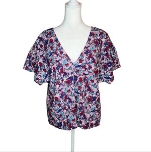 NEW Madewell Floral Seersucker Short Sleeve Top Size 14